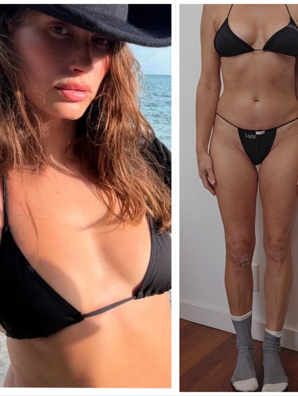 MY MUM MADE IT Rare Logo Black Skimpy String Biking Tanga Back Xs S